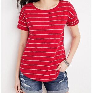 24/7 Forever Drop Shoulder Red And White Striped Tee Size XS